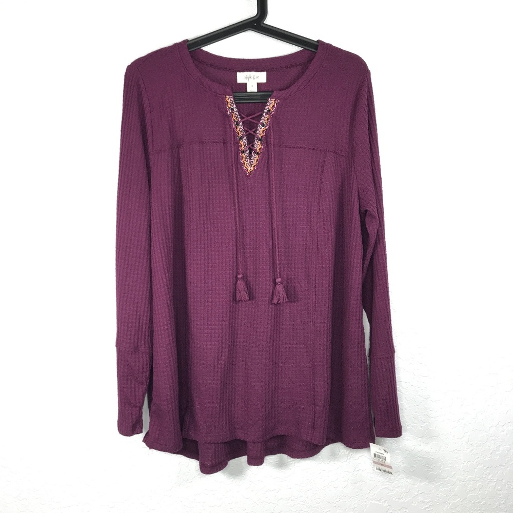 Style & Co Plus Size Waffle Knit Thermal Sweater